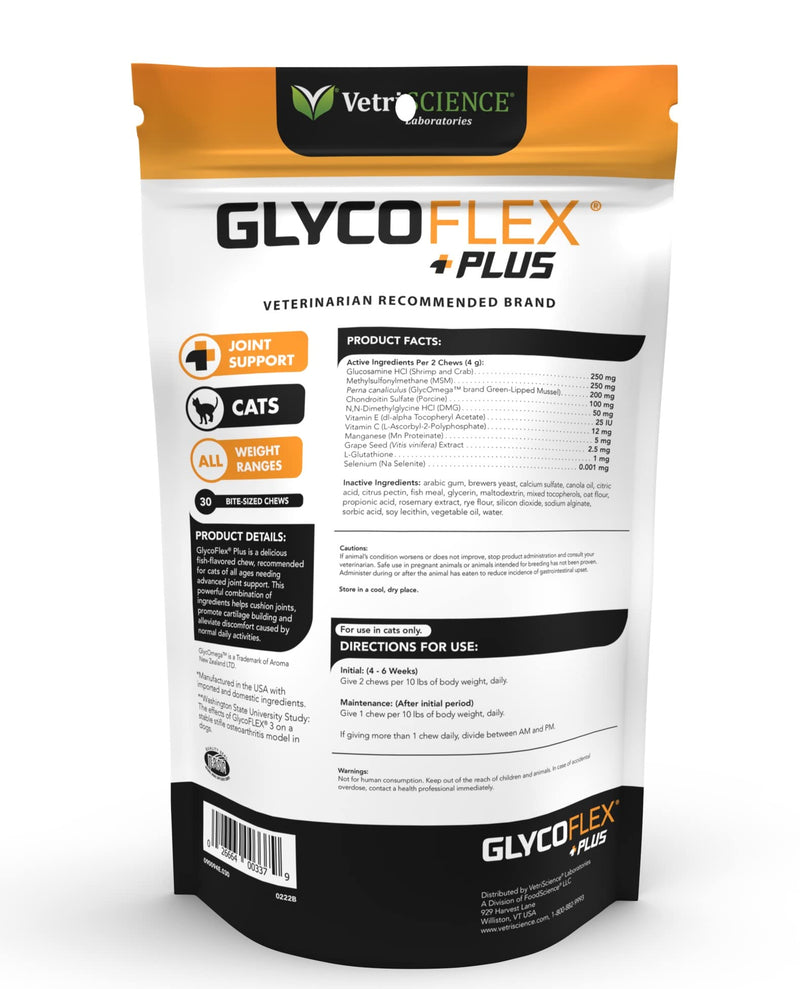 VETRISCIENCE Glyco Flex Plus Joint Support for Cats, 30 ct - PawsPlanet Australia