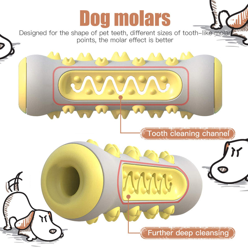 Sanwood Durable Pet Dog Teether Toy Dental Care Chewing Resistant Teething Molar Toothbrush Toy Interactive Training Chew Toy for Small Medium Dogs Grey Yellow - PawsPlanet Australia