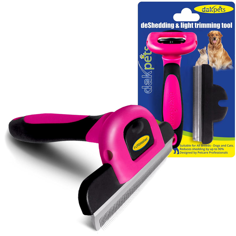 DakPets dog brush undercoat | Professional dog brush or cat undercoat brush | Cats and dog brush long hair | Stainless steel undercoat brush for dogs and cats pink - PawsPlanet Australia