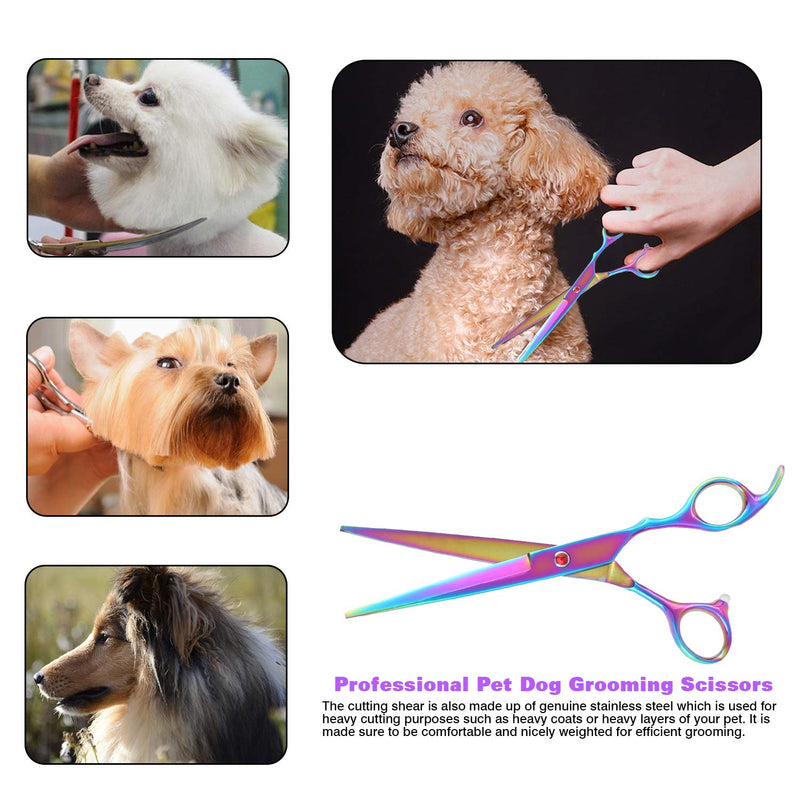 Aussel 7 Inch Professional Pet Dog Grooming Scissors Comb (9 Colorful Cutting Scissor) - PawsPlanet Australia