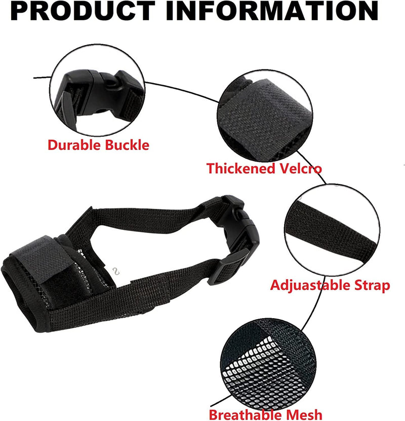 Dog Muzzles Prevent Biting, Eating, Barking and Chewing, Nylon Muzzle for Small Medium Dogs with Breathable Air Mesh, Soft Dog Mouth Guard with Adjustable Straps (M) M - PawsPlanet Australia