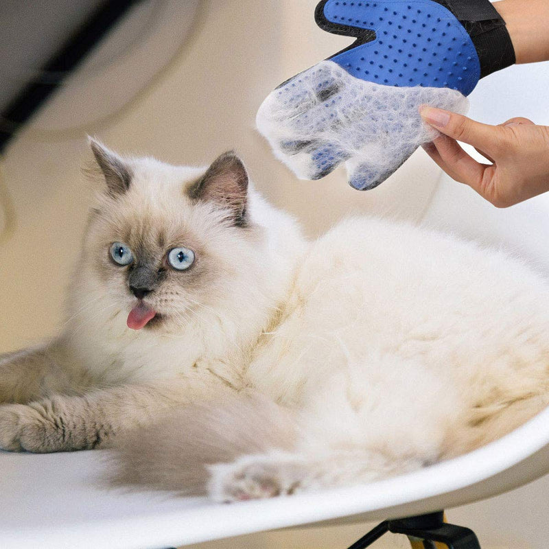 Petper Pet Grooming Glove, Bathing Brush Glove, Pet Hair Remover Deshedding Gloves for Pet Dog Cat 1 Pair, blue - PawsPlanet Australia