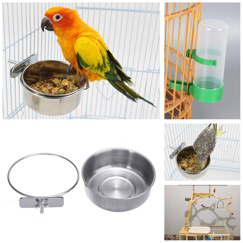 4 Pack Bird Parrot Food and Water Dish; 2 Stainless Steel Bird Parrot Food Feeding Cups and 2 Plastic Birds Water Feeder Water Dispenser Bottle for Chinchilla, Ferret, Cockatiel, Conure, Parakeet - PawsPlanet Australia