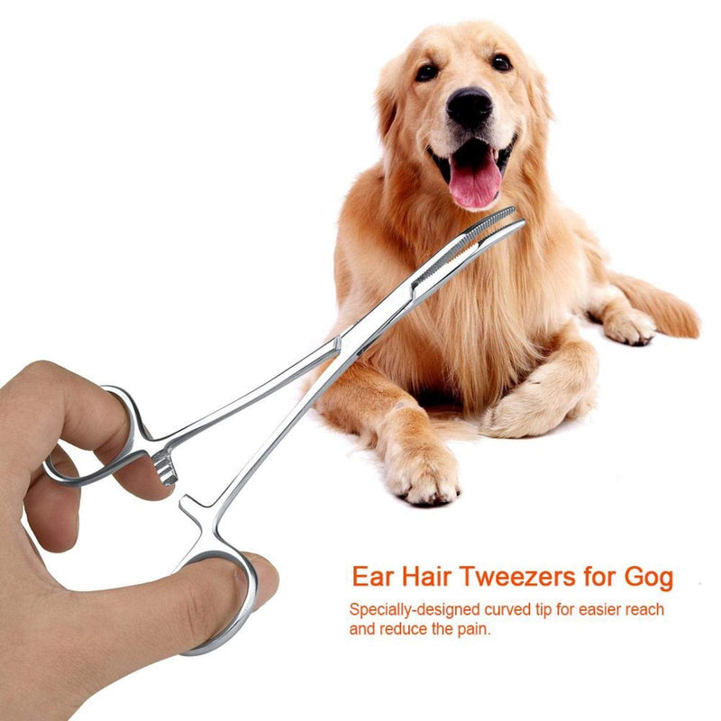 JULYKAI Pet Grooming Scissors, Tweezers, Remove Ear Hair Ear Grooming Kit Pet Dog Trimmer Accessories Ear Hair Tweezers, for Dogs and Cats for Nose/Ear Hair (Big) Big - PawsPlanet Australia