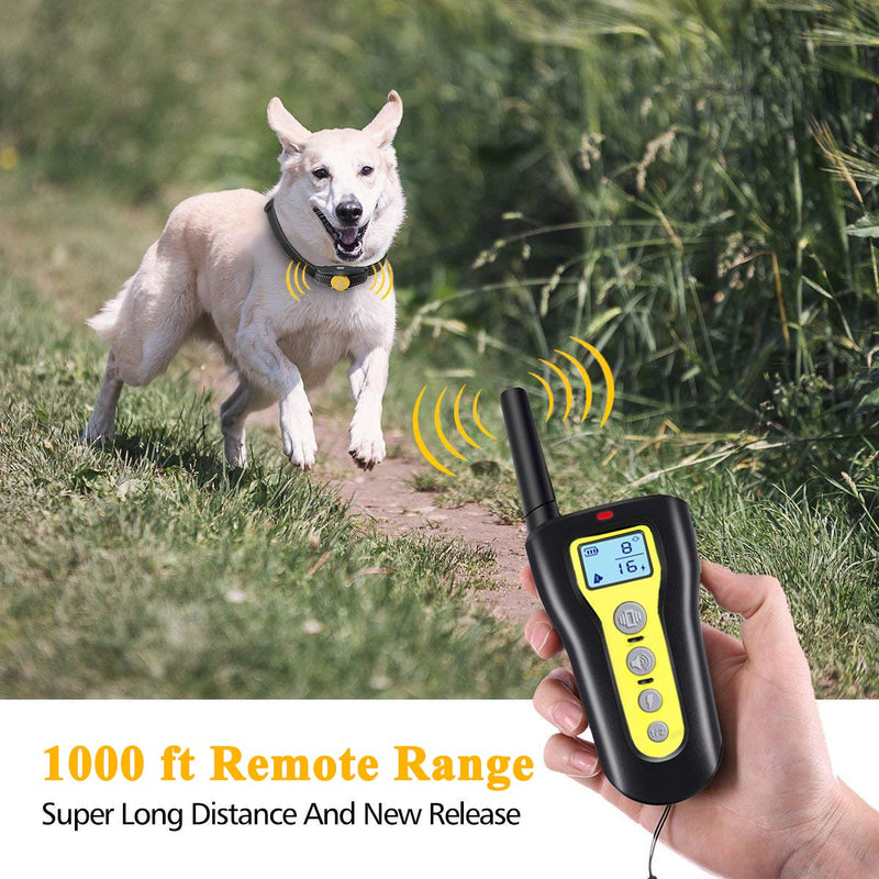 [Australia] - AngelaKerry Dog Training Collar, 1000ft Remote Dog Shock Collar, 100% Waterproof Rechargeable Beep/Vibra/Electric Shock 1 Collar 