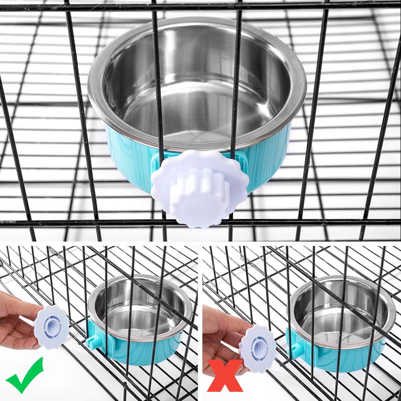 [Australia] - Ordermore Crate Dog Bowl,Stainless Steel Removable Hanging Food Water Bowl Cage Coop Cup for Dogs,Cats,Birds,Small Animals,Holds 14 Ounce Blue 