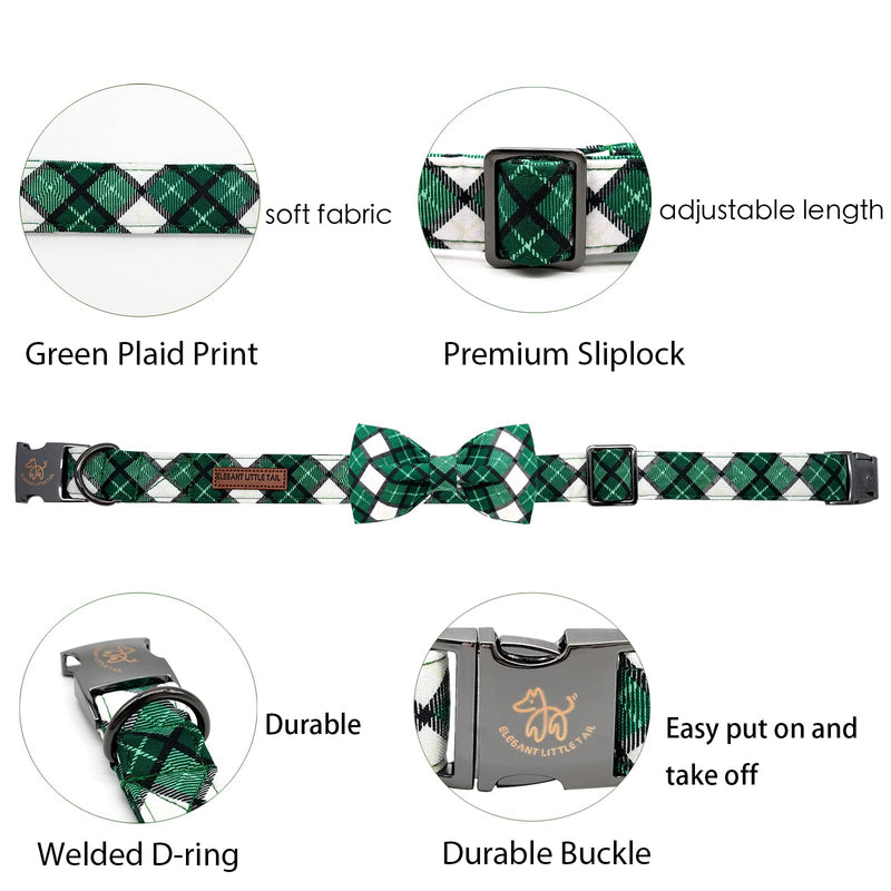 Elegant little tail St. Patrick's Day Dog Collar, Dog Collar with Bow, Green Grid Dog Collar Pet Gift Dog Bowtie Adjustable Dog Collar for Small Dogs Small (Pack of 1) A: Green Grid - PawsPlanet Australia