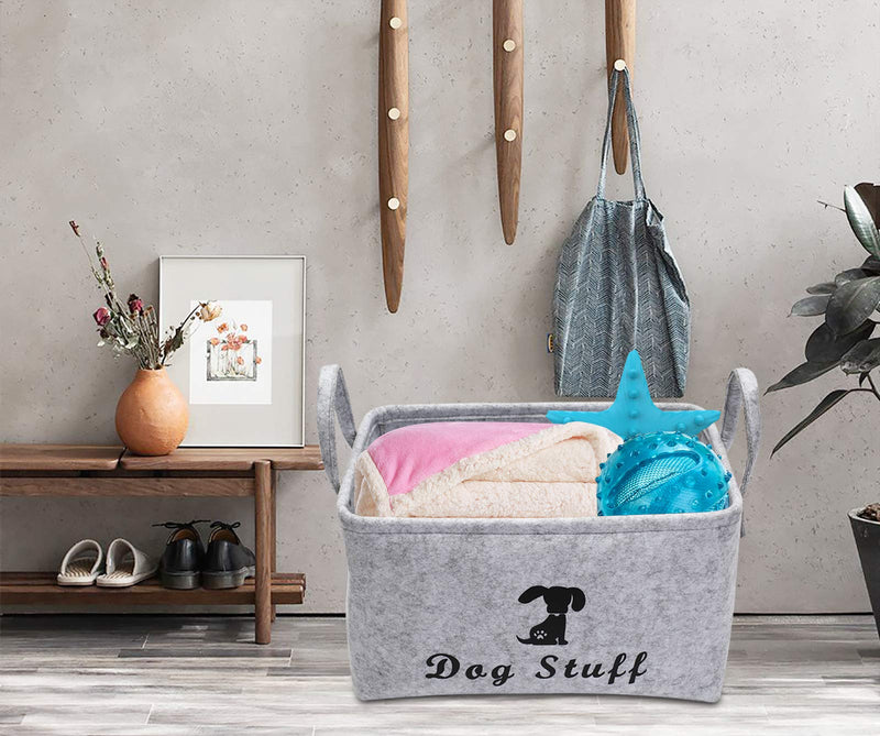 Morezi Felt Pet Toy and Accessory Storage Bin, Basket Chest Organizer - Perfect for Organizing Pet Toys, Blankets, Leashes and Food - Light Grey - PawsPlanet Australia