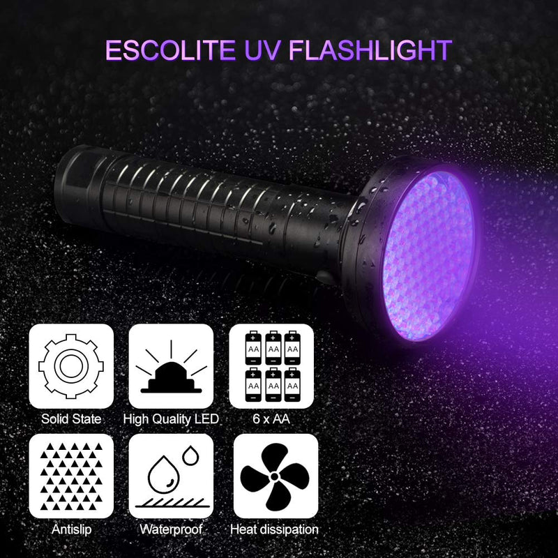 UV Black Light Flashlight, 100 LED High Power 395 nM Ultraviolet Flashlights UV blacklight Detector for Dog Urine, Pet Stains and Bed Bug, Matching with Pet Odor Eliminator - PawsPlanet Australia