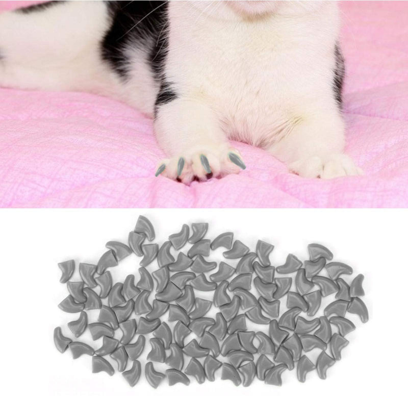 Cat Nail Caps, 100PCS Soft Pet Claws Safe Anti-Scratch Nail Caps Dog Paw Claw Nail Protector Decorative Covers with Glue for Cats Kittens[Gray S]Fur & Claw Care - PawsPlanet Australia