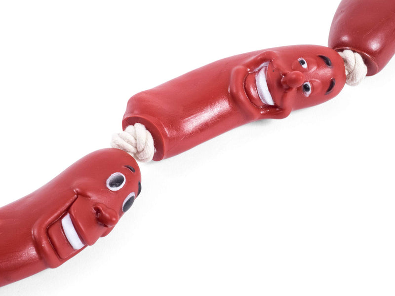 Petface Sausage On A Rope Dog Toy, Red - PawsPlanet Australia