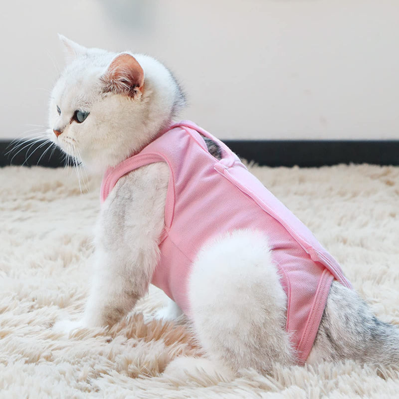 HACRAHO Cat Recovery Suit, 1 Pack Pink Soft Breathable Cat Recovery Clothes E-Collar Cat Wound Surgery Recovery Suit After Surgery Wear for Cats Kitten, S - PawsPlanet Australia