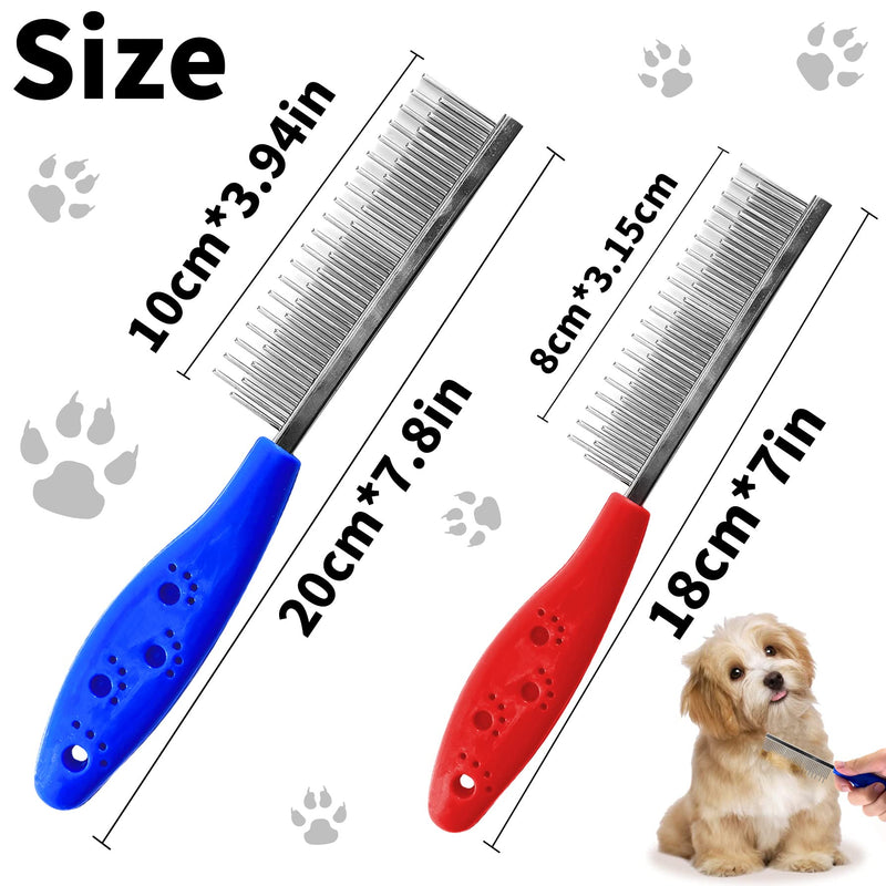 Goofong 2 pieces pet comb, grooming brush for medium and small dogs and cats with long stainless steel grooming comb teeth clean hair - PawsPlanet Australia