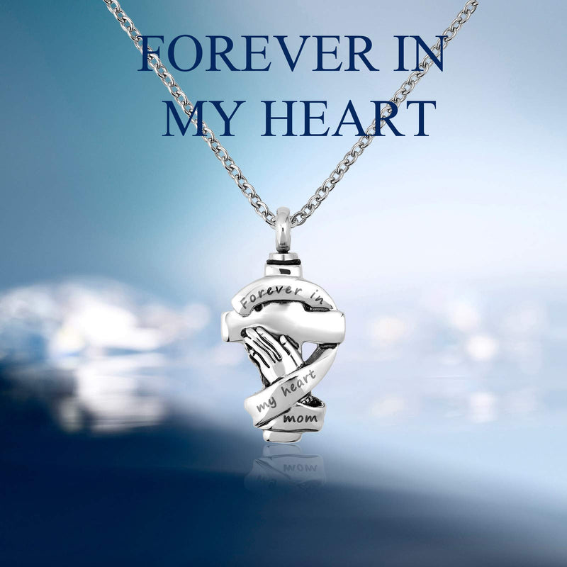 [Australia] - TCHYUN Urn Necklace for Ashes Cross Prayer Necklace Forever in My Heart Stainless Steel Memorial Necklaces for Dad Daughter 