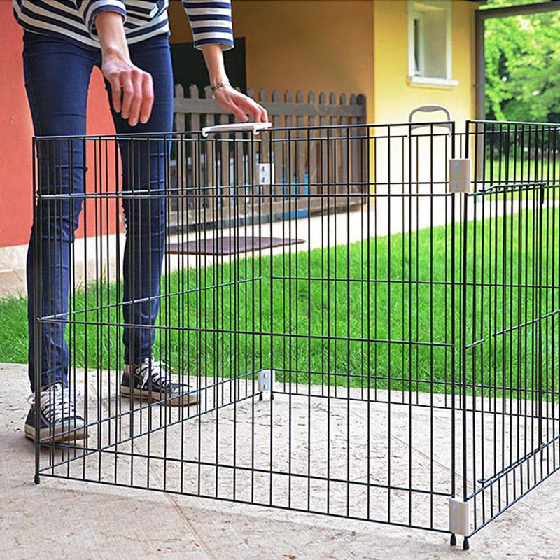 Ferplast Puppy fence DOG TRAINING indoor fence, folding mesh, Anti-slip feet, Sturdy coated metal, Ergonomic handles, 80 x 80 x h 62 cm - PawsPlanet Australia