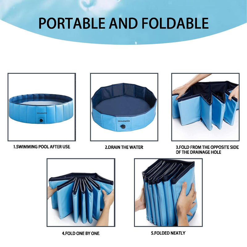 Gerodaphin Swimming Pool for Dogs Pets and Kids Bathing Tub Large Dog Pool Portable Foldable Non-Slip and Wear-Resistant Pool Dogs Cats (120 X 30cm) - PawsPlanet Australia