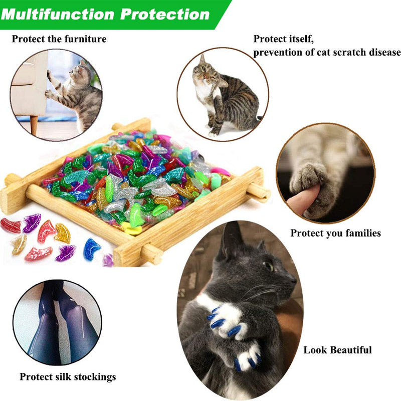 VICTHY 100pcs Cat Nail Caps, Colorful Pet Cat Soft Claws Nail Covers for Cat Claws with Glue and Applicators, 10 Colors/Set Large - PawsPlanet Australia