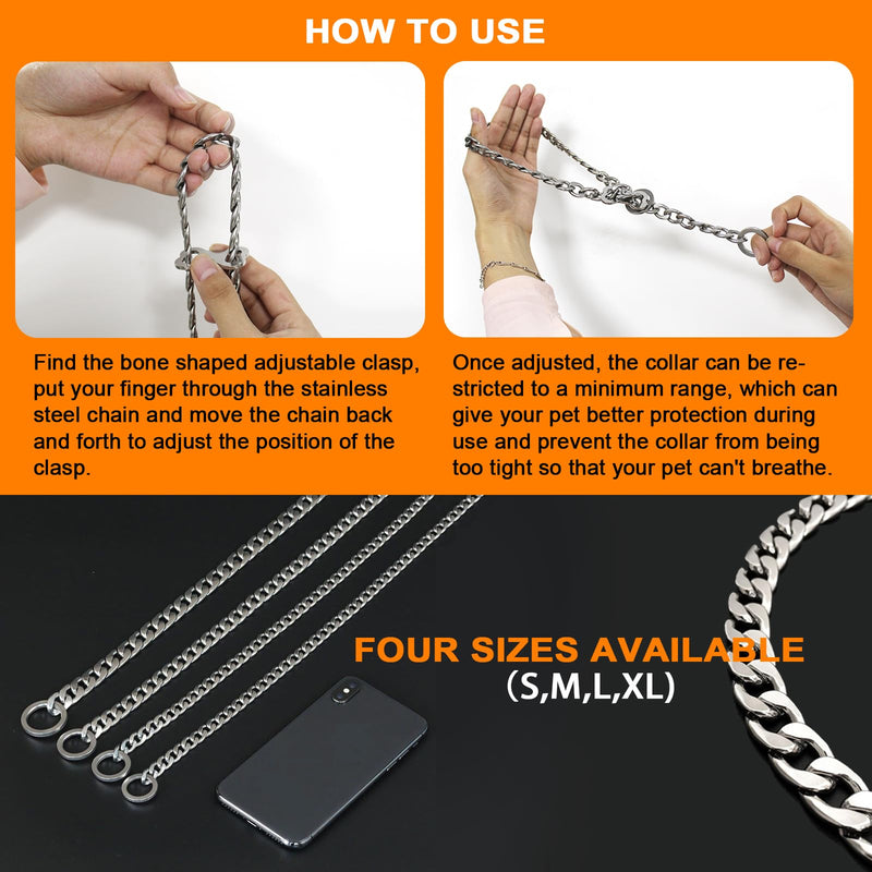 Stainless steel dog collar, adjustable dog collar, P-chain dog collar for dog walking (M (54 cm/21.3 in)) M (54 cm/21.3 in) - PawsPlanet Australia