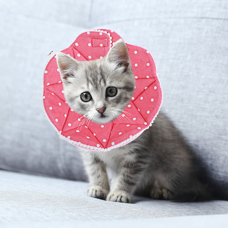 TIESOME Cat Collar Adjustable 6.7-9inch Kitten Recovery Collars Small Dog Cat Post-Surgery Soft Recovery Pet Cone Collar Anti-Bite/Lick Cat Dog Health (Pink) - PawsPlanet Australia