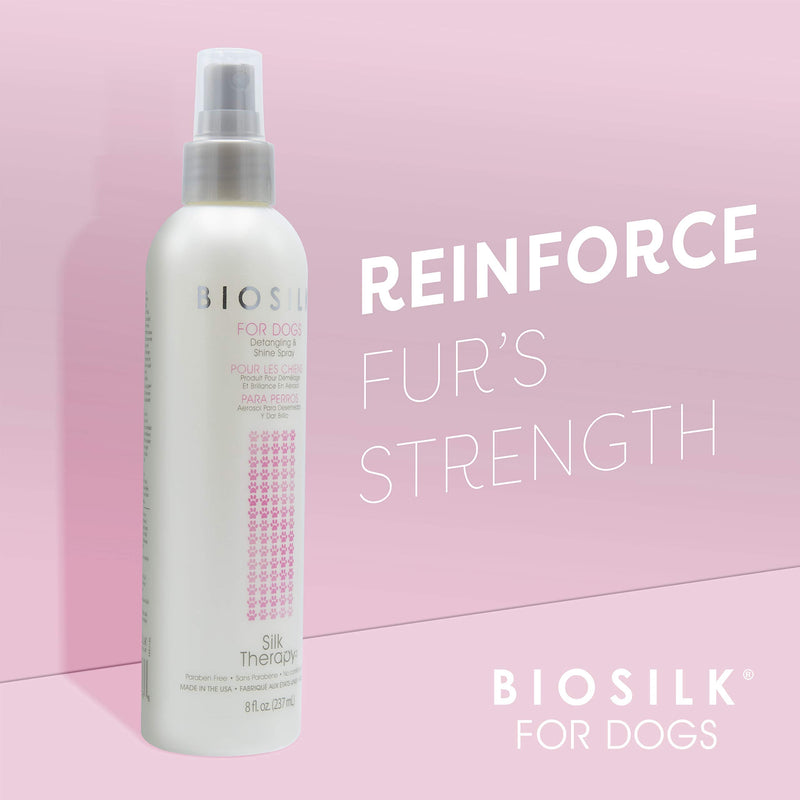 BioSilk for Dogs Silk Therapy Detangling Plus Shine Protecting Mist for Dogs | Best Detangling Spray for All Dogs & Puppies for Shiny Coats and Dematting | 8 Oz - Pack of 2 - PawsPlanet Australia