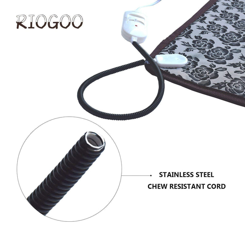 RIOGOO Pet Heating Pad, Dog Cat Electric Heating Pad Waterproof Adjustable Warming Mat with Chew Resistant Steel Cord 71x45cm big heating pad - PawsPlanet Australia