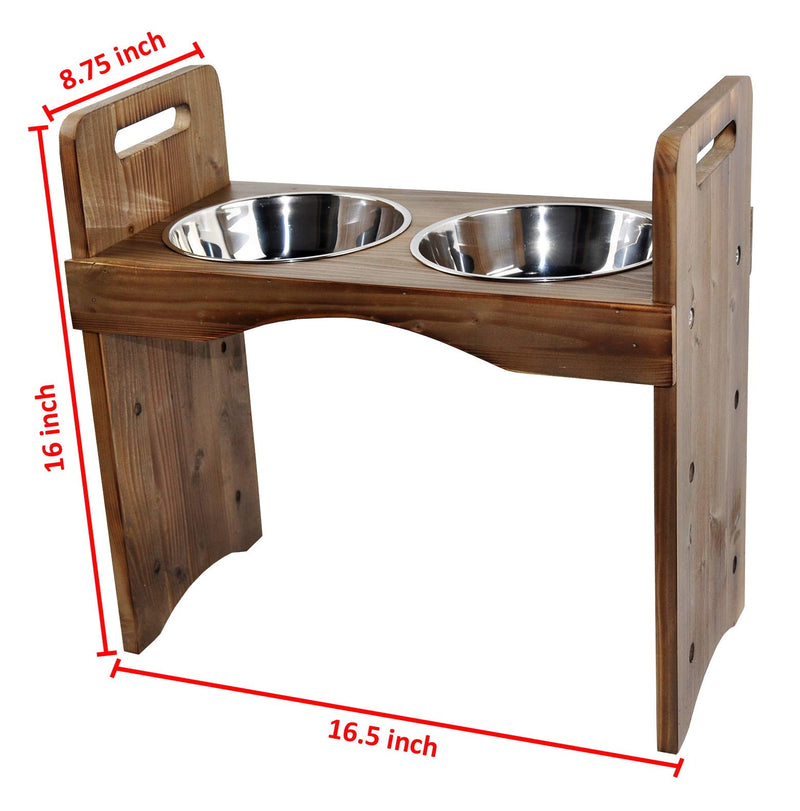 Eitida Raised Pet Bowls with 3 Adjustable Heights and 2 Stainless Steel Bowls,Waterproof Pad for Cats and Dogs,Suitable for Small Medium Large Dogs or Cats. Brown - PawsPlanet Australia