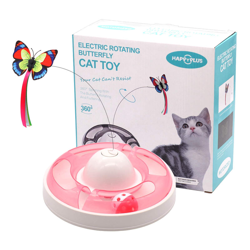 Interactive Cat Toys for Indoor Cats Automatic Electronic Rotating Butterfly Cat Toy with Roller Tracks Ball, Exercise Hunting Toy Games Funny Gifts for Kitten Pet Cat Supplies PINK - PawsPlanet Australia