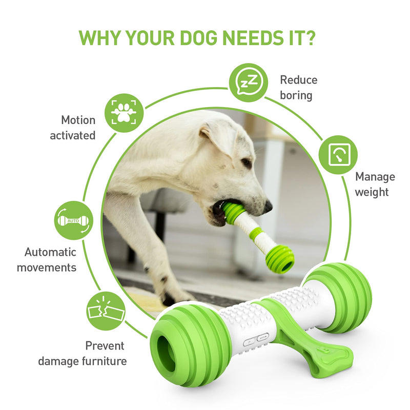 PETGEEK Automatic Interactive Dog Toys, Dog Interactive Toys for Boredom, Dog Toys Self Play for Entertainment with More Durable TPU Upgraded Material, Dog Bones for Small Medium Large Dogs Green - PawsPlanet Australia