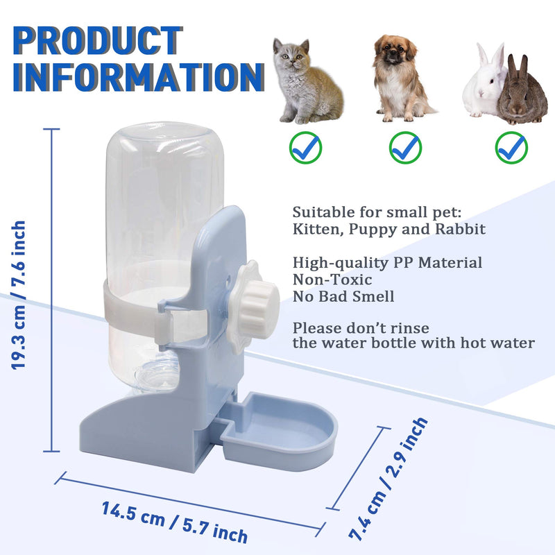 LLSPET Rabbit Water Bottle Suspension Water Dispenser for Mini Pet Bunny Guinea Pig Chinchilla, 500ml Automatic Water Bottle by Gravity Flow Supply, Prevent Overflow, BPA Free - PawsPlanet Australia