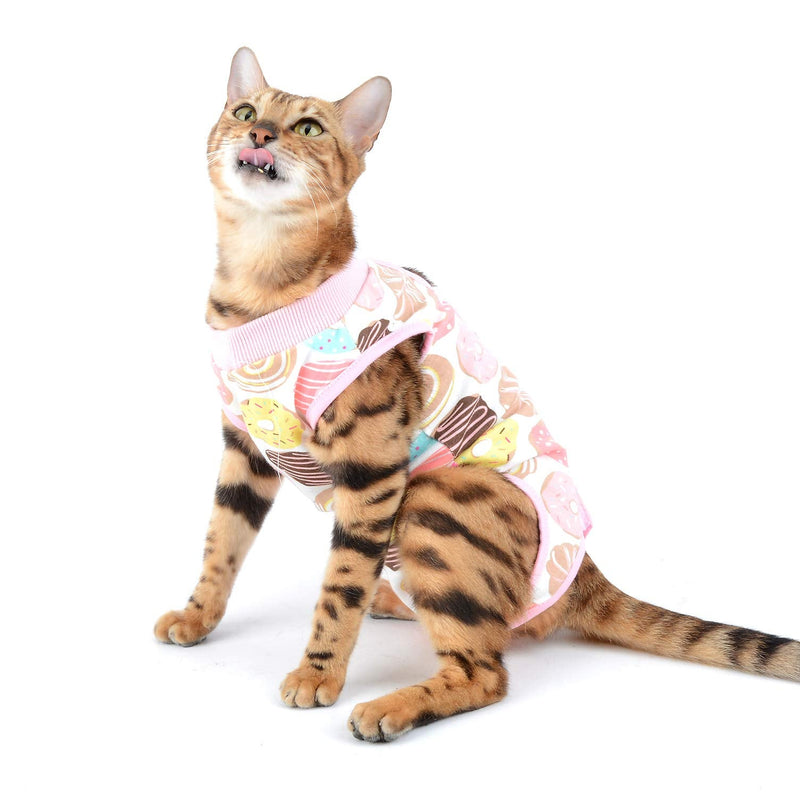 SELMAI Medical Pet Shirt Cat Bodysuit for Dogs After Surgery Dog Castration Soft Cotton E-Collar Alternative for Pets Nursing Clothing Wound Protection Prevent Licking Skin Diseases Pink S Donut - PawsPlanet Australia