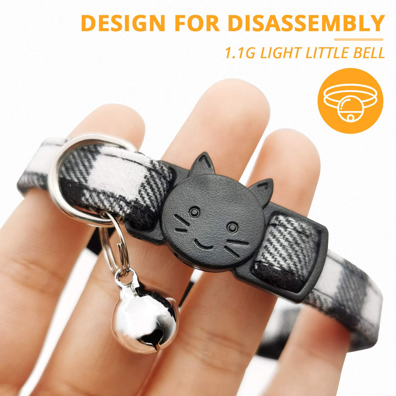 MJIYA Pet Dog and Cat Collar with Bell Grid Collar Plastic Buckle Light Adjustable Collars Black Medium - PawsPlanet Australia