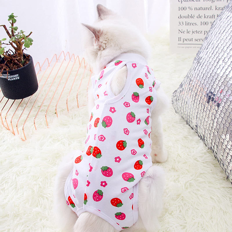 HACRAHO Recovery Suit for Cat, 1 PCS Strawberry Cotton Cat Sterilization Suit Breathable Cat Surgery Recovery Protective Shirt for Cats After Surgery Wear, M - PawsPlanet Australia