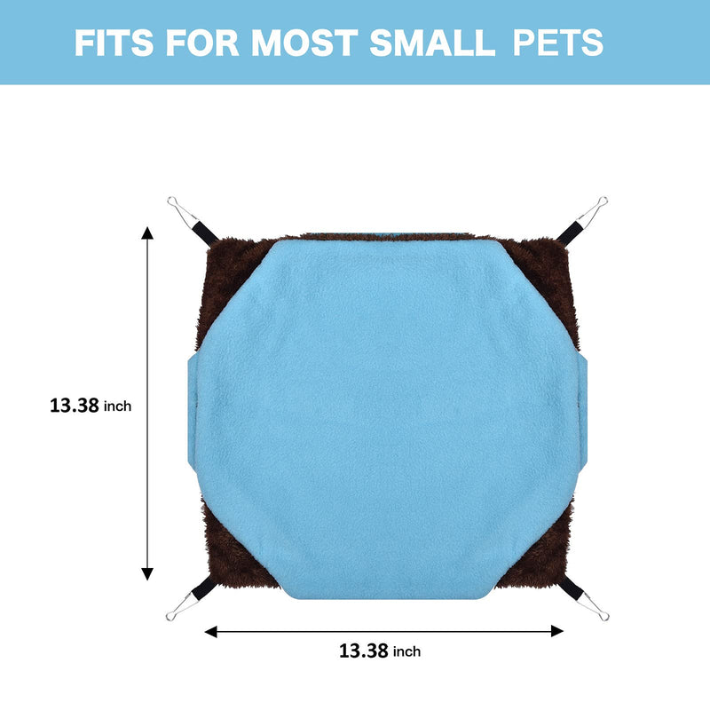 Petmolico Small Pet Warm Plush BunkBed Hanging Hammock Cage Accessories for Parrot Sugar Glider Ferret Squirrel Hamster Rat Hideout Playing Sleeping Blue - PawsPlanet Australia