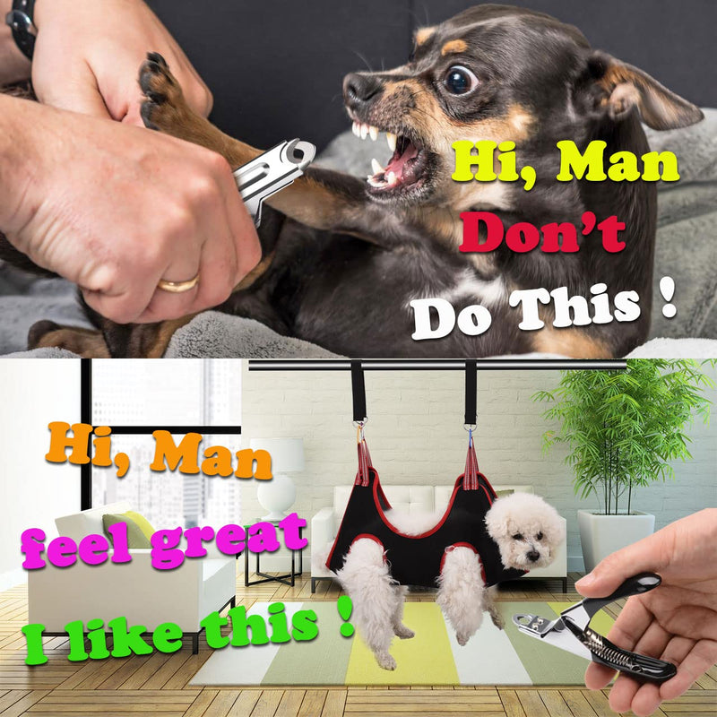 ATO-DJCX Pet Dog Grooming Hammock,Dog Cat Hammock Restraint Bag for Pet,Breathable Dog Grooming Helper for Trimming Nail and Ear/Eye Care,with Dog Nail Clippers/Trimmer, Free Nail File and Carabiner S Black-For Small Dogs - PawsPlanet Australia