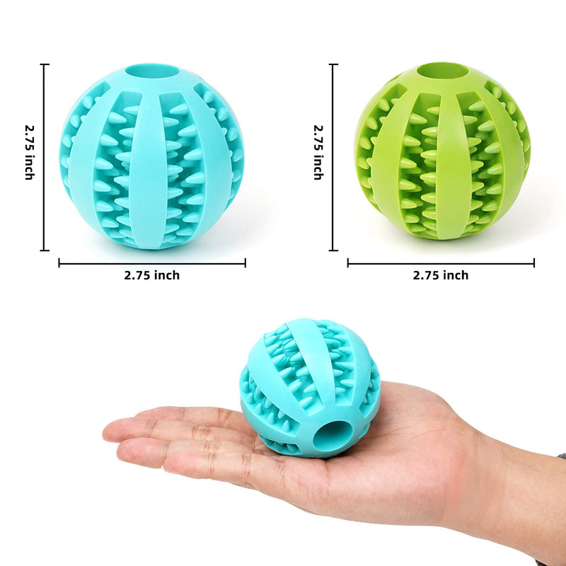 GAPZER Dog Toy Ball for Pet Dogs Cats, Puppy Treat Toy Dog Tooth Cleaning Ball for Chewing-Nontoxic Bite Resistant (2 Packs Green&Blue) 2 Chewing Balls - PawsPlanet Australia