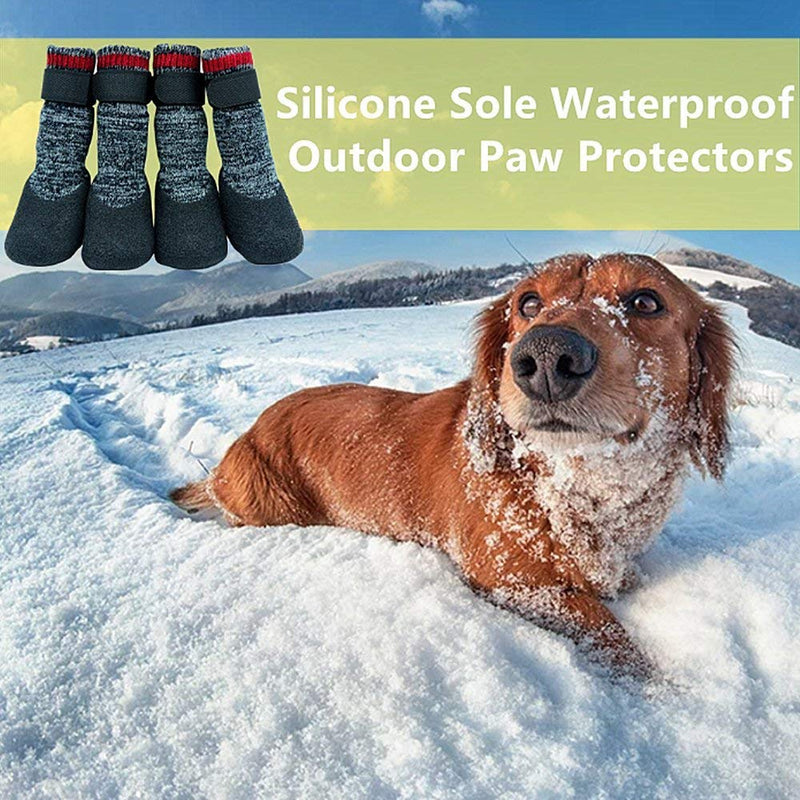 Mihachi Dog Socks Rubber Sole Paw Protectors with Velcro Straps Traction Control Anti-Slip Waterproof Boots Winter Paw Protectors Small(4 Count) - PawsPlanet Australia
