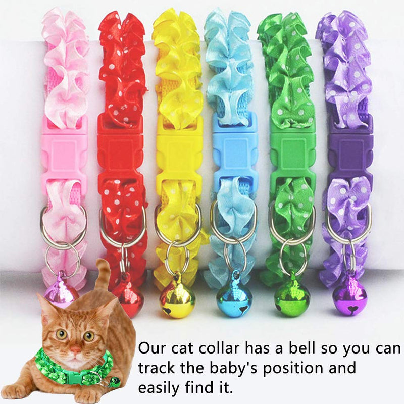 BETOY Cat Collar and Bell With Safety Quick Release Break Away Buckle, Suitable and Adjustable To Fit All Domestic Cats And Larger Kittens (6 pcs) with Bell- Adjustable 20-34cm - PawsPlanet Australia