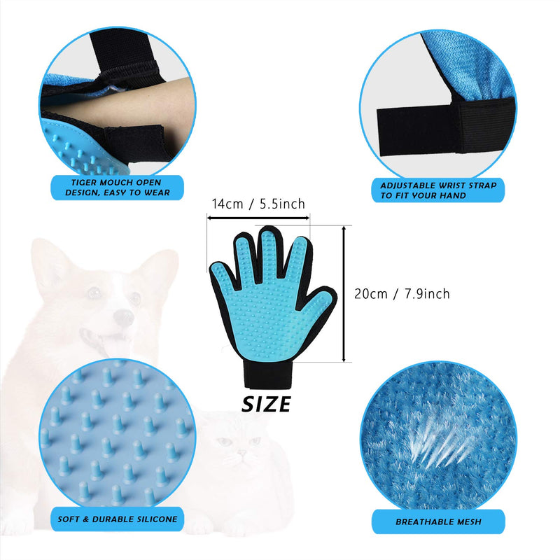 GPODER Pet Grooming Glove, Pet Bath Massage Glove & Hair Remover Mitt for Furniture, Pet Deshedding Glove for Long Short Haired Cats, Dogs, Rabbits, Horse and More(Right Hand Glove) - PawsPlanet Australia