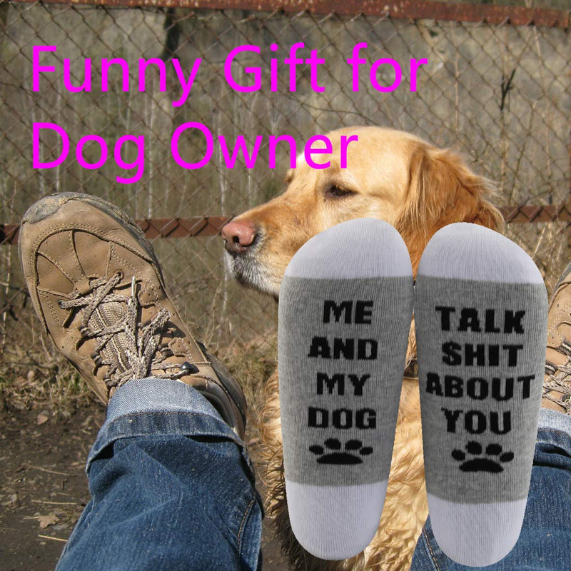 [Australia] - LEVLO Funny Dog Mom Gift for Dog Lover Me and My Dog Talk Shit About You Socks Funny Dog Saying Gift for Dog Mama 2 Pairs/Set 