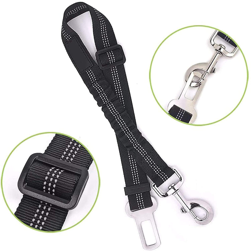 elloLife [2 PACKS] Dog Seat Belts for Car, Headrest Restraint Puppy Safety Adjustable Dog Car Seatbelts and Strong Leash Leads Accessories for Dogs Cats Pets, Black - PawsPlanet Australia