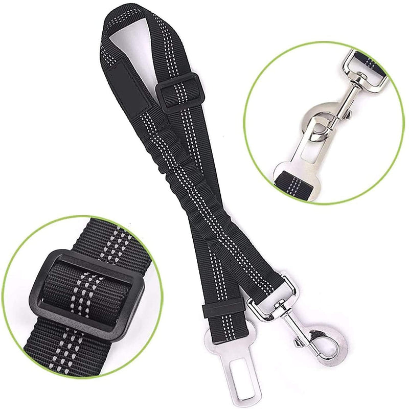 elloLife elloLife 2 Pack Dog Seat Belt, Adjustable Dog Safety Harness for Car for All Dog Breeds, Cats and Car Types, Black [Pack of 2] - PawsPlanet Australia