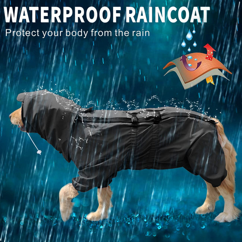 Idepet Dog Raincoat Waterproof Dog Rain Jacket Adjustable Dog Rain Poncho With Harness Hole Windproof Dog Coat Safety Rain Gear for Large Medium Small Puppy Dog Outdoor Walking Hiking (S, Black) S - PawsPlanet Australia