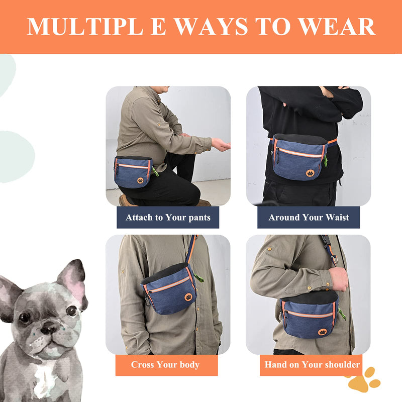 fani Dog Treat Training Pouch Large Capacity Pet Walking Training Bag Easily Carries Pet Toys Kibble Treats Adjustable Waist Belt Auto Closing Portable Built-in Poop Bag Dispenser 4 Ways to Wear - PawsPlanet Australia