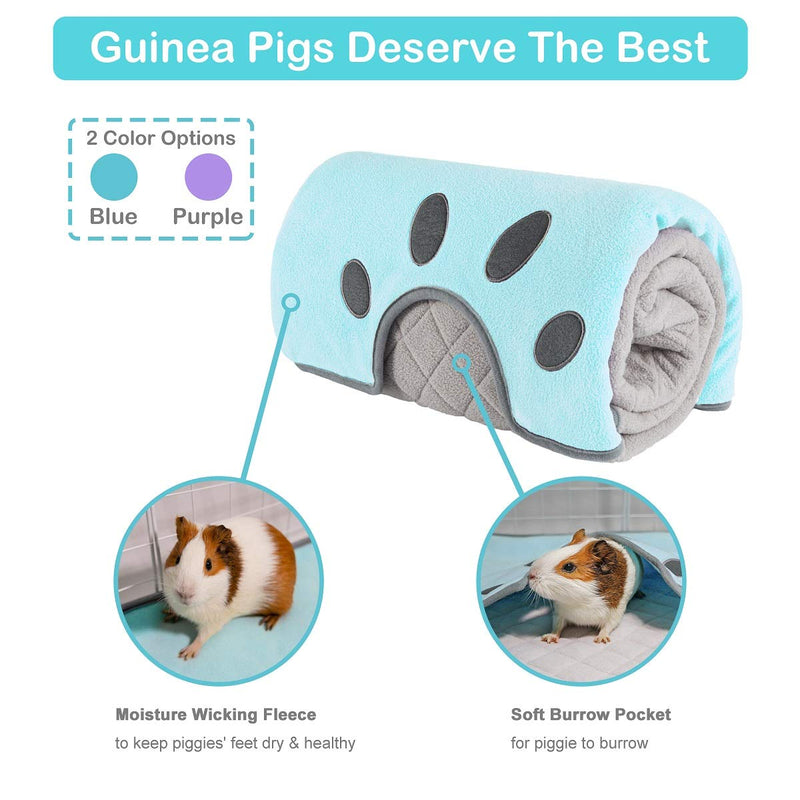 Guinea Pig Fleece Cage Liners, Guinea Pig Blanket Bedding with Burrowing Pocket Sleeve, Upgraded Waterproof Bottom Mat Super Absorbent Anti Slip Pad 4 Layers, Soft & Dust Free for Small Animals Rabbit Blue - PawsPlanet Australia