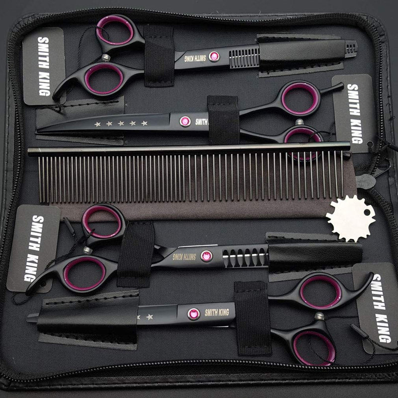 7.0 inches Professional Dog Grooming Scissors Set Straight & thinning & Curved & chunkers 4pcs in 1 Set (with Comb) Right-handed - PawsPlanet Australia