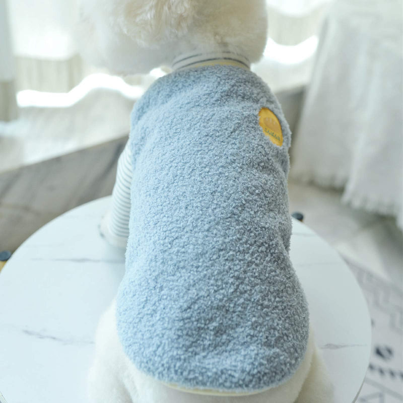 [Australia] - Loyanyy Fleece Lined Dog Vest for Winter Warm Soft Sweater for Small Medium Dog Cat Cute Puppy Kitten Clothes Blue 