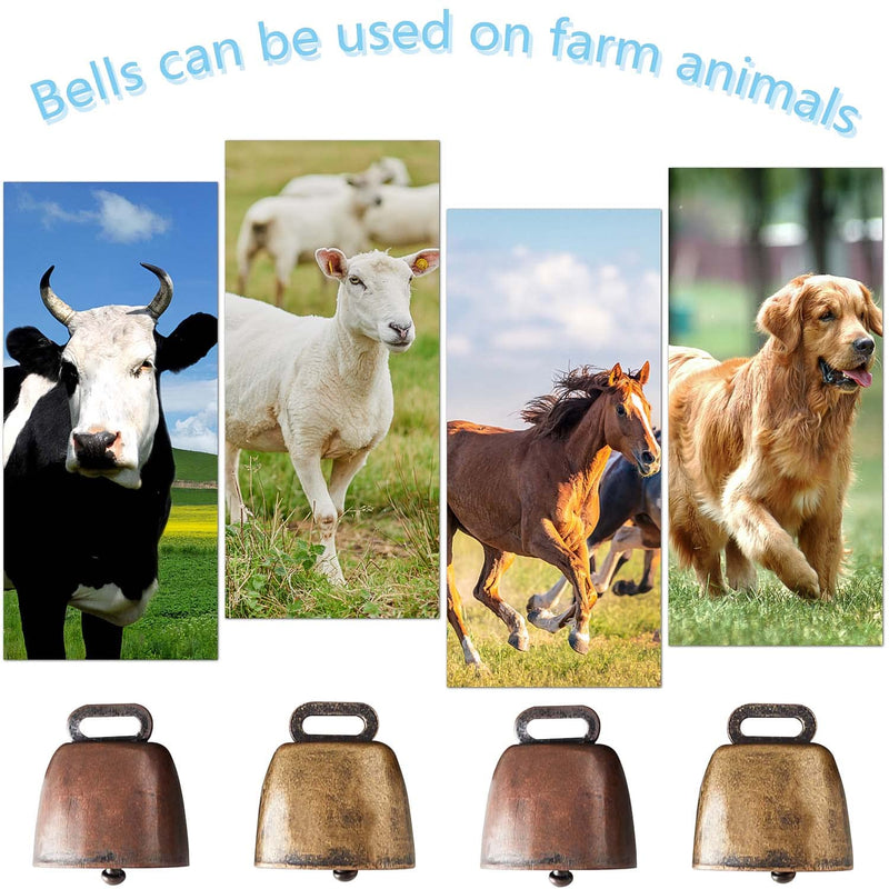 Lucywey Pack of 6 cow bells, small pasture bells, copper bells with 10 m long rope for farm animals - PawsPlanet Australia