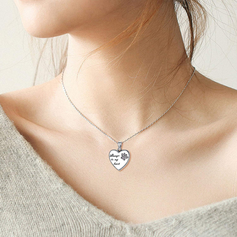 Paw Print Urn Necklace for Dog Cat Puppy Pet Ashes,Sterling Silver Memorial Cremation Urn Jewelry Gifts Engraved “Always in My Heart”Paw Pendant Necklace with Funnel Kit - PawsPlanet Australia