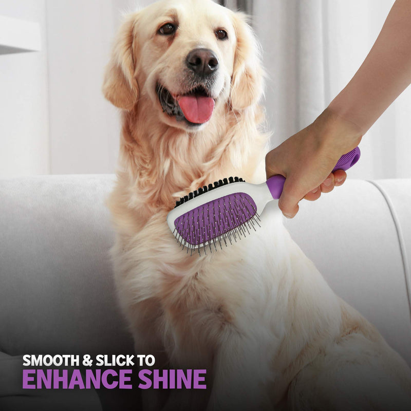 Double-Sided Pet Brush for Grooming & Massaging Dogs, Cats & Other Animals – Fur Detangling Pins & Coat Smoothing Slicker Bristles, Double The Brushing Groom Power in One Tool – Best Groomer Supplies - PawsPlanet Australia