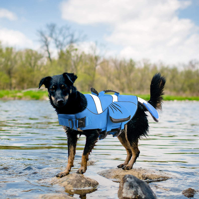 ASENKU Dog Life Jacket with Handle, Adjustable Dog Life Vest for Swimming Boating, Doggie Safety Vest Floatation Preserver Lifesaver for Small Medium Large Dogs, Blue, XS X-Small - PawsPlanet Australia